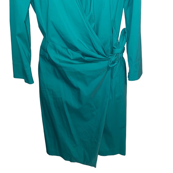 Lafayette 148 New York Green Wrap Dress Womens Size 4 Stretch Career Office - Picture 7 of 11
